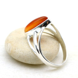 Bague argent pierre orange - Mosaik bijoux indiens