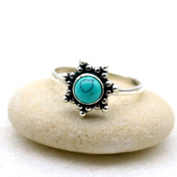 Bague turquoise en argent -...