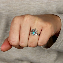 Bague turquoise en argent -...