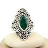 Bague argent émeraude indienne - Mosaik bijoux indiens