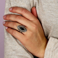 Bague émeraude ethnique -...