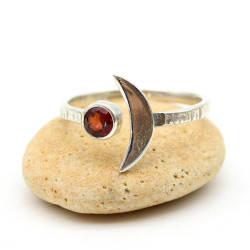 Bague réglable en argent -...