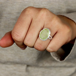 Bague argent brossé pierre...