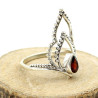 Bague diadème argent grenat - Mosaik bijoux indiens