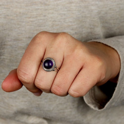 Bague améthyste en argent -...