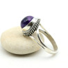 Bague argent améthyste ronde - Mosaik bijoux indiens