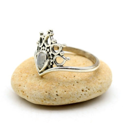 Bague pierre de lune en argent - Mosaik bijoux indiens