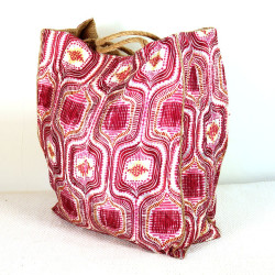 Sac rose en tissu bohème