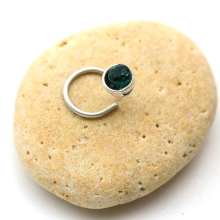 Boucle de nez argent verte - MOsaik bijoux indiens