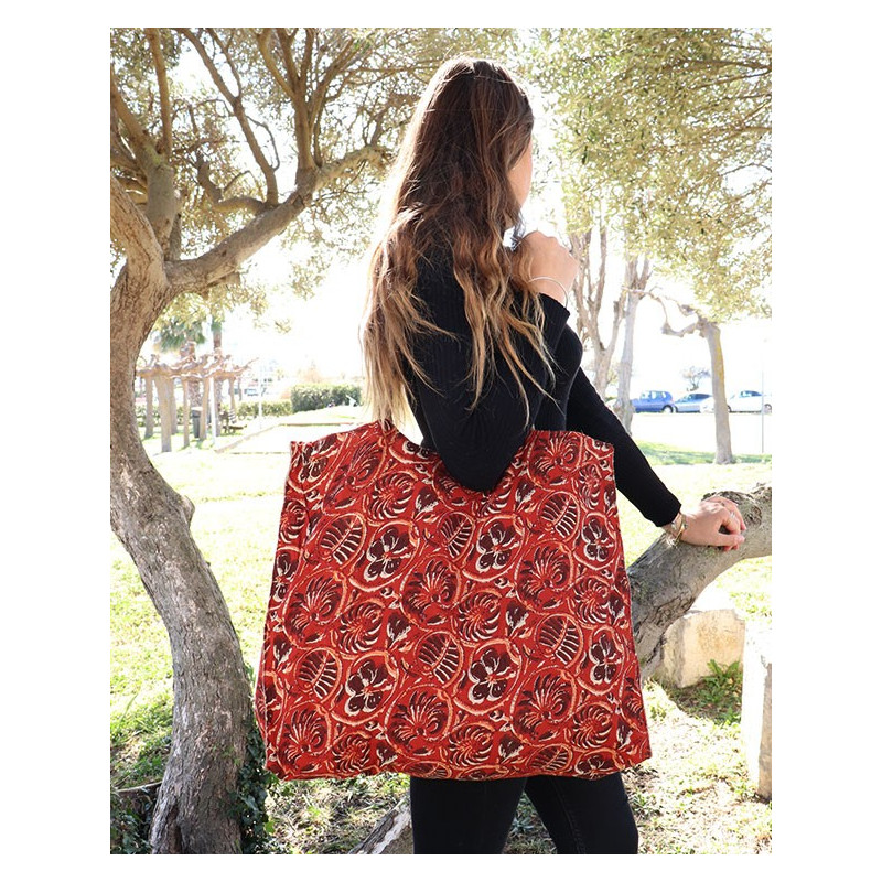 Grand sac de plage bohème rouge - Mosaik bijoux indiens Grand sac de plage bohème rouge - Mosaik bijoux indiens
