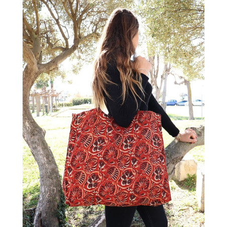 Grand sac de plage bohème rouge - Mosaik bijoux indiens
