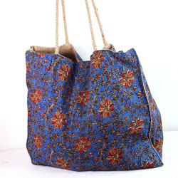 Sac bleu bohème en coton - Mosaik bijoux indiens
