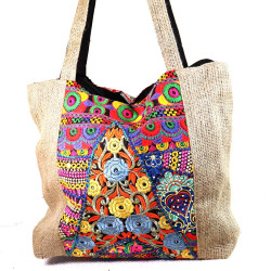 Sac toile de jute bohème -...