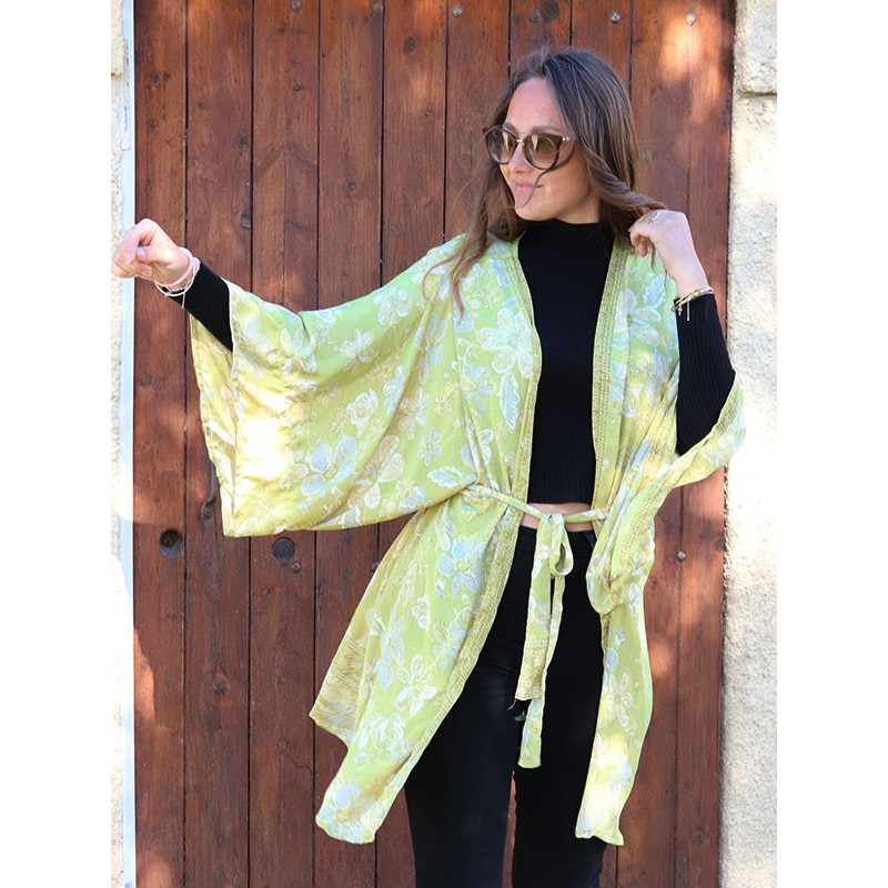 Kimono indien vert pâle - Mosaik bijoux indiens Kimono indien vert pâle - Mosaik bijoux indiens