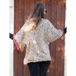 Kimono bohème beige - Mosaik bijoux indiens