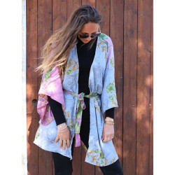 Kimono coloré rose et vert...