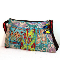 Sac en tissu ethnique bleus - Mosaik bijoux indiens