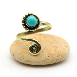 Bague en laiton turquoise -...