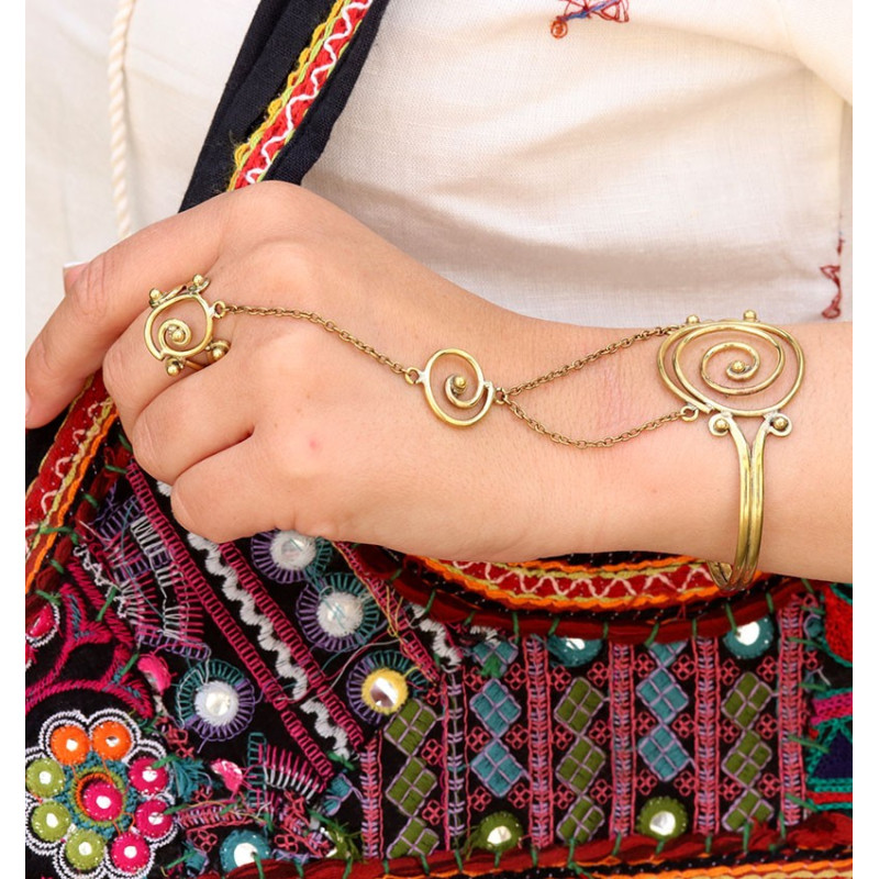 Bracelet de main doré indien bohème - Mosaik bijoux indiens Bracelet de main doré indien bohème - Mosaik bijoux indiens