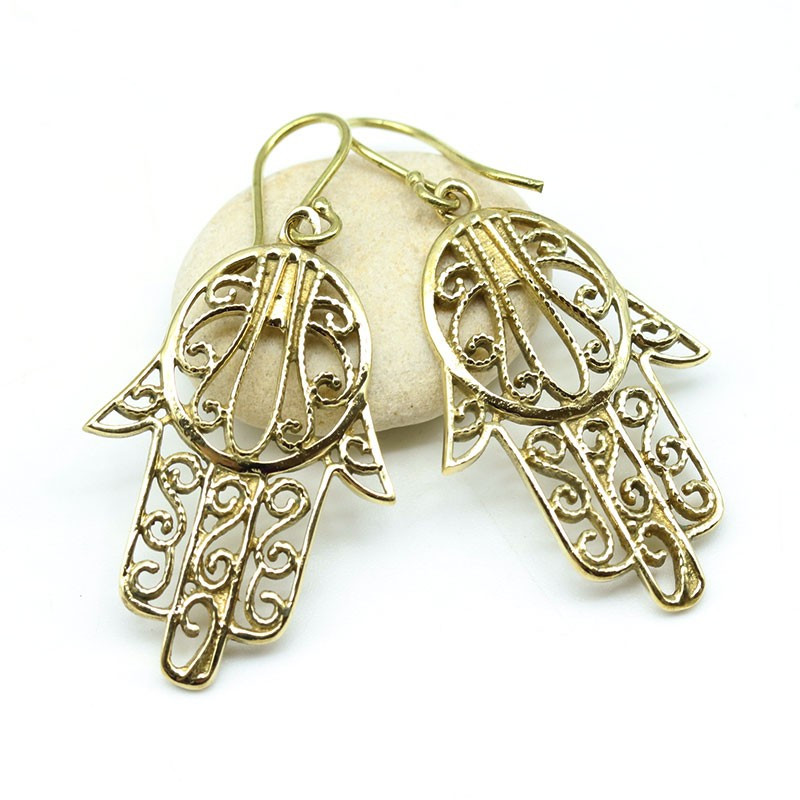 Boucle d'oreille main de fatmaa - Mosaik bijoux indiens