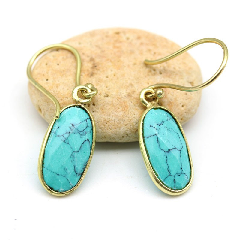 boucle d'oreille laiton et turquoise boucle d'oreille laiton et turquoise