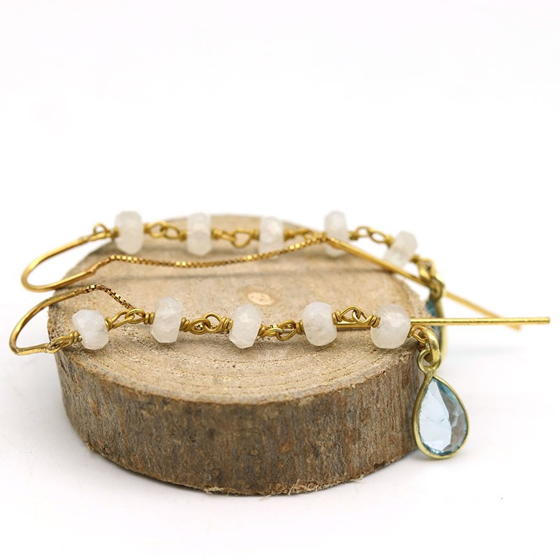 boucle d'oreille pierre de lune et topaze - Mosaik bijoux indiens boucle d'oreille pierre de lune et topaze - Mosaik bijoux indiens