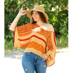Top indien bohème orange -...