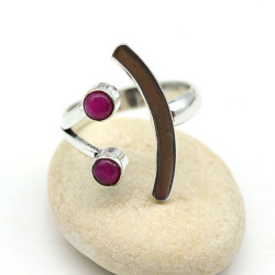 Bague argentée pierre rose...