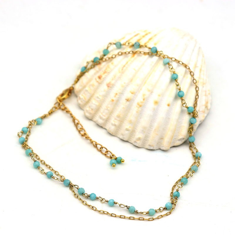 chaine de pied fantaisie et pierres bleues - Mosaik bijoux indiens chaine de pied fantaisie et pierres bleues - Mosaik bijoux indiens
