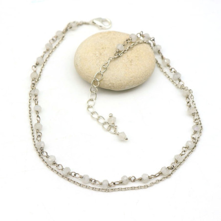 chaine cheville pierres de lune - Mosaik bijoux indiens