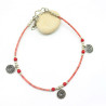 Chaîne de cheville motifs spirales et perles rouges - Mosaik bijoux indiens
