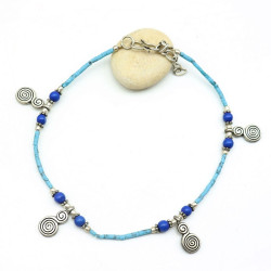 Chaine cheville bleue et...
