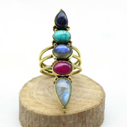 Longue bague bohème dorée...