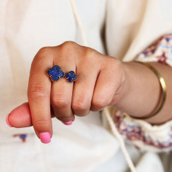 Grosse bague dorée bohème -...