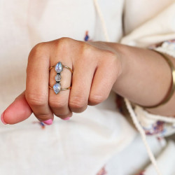 Bague laiton bohème pierres...