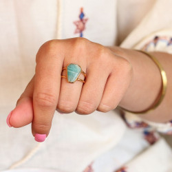 Bague laiton doré pierre...