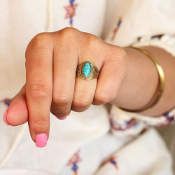 Bague bohème dorée et...