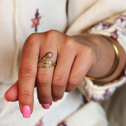 Bague rhodonite dorée -...