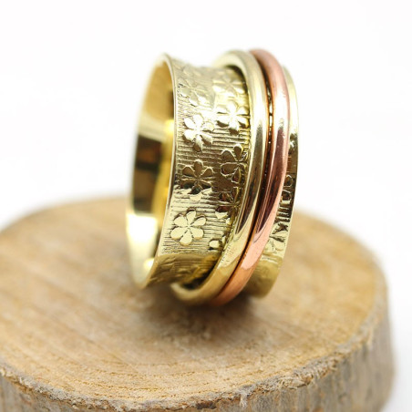 Bague anti-stress dorée et cuivre - Mosaik bijoux indiens