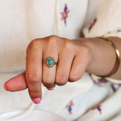 Bague laiton doré turquoise...