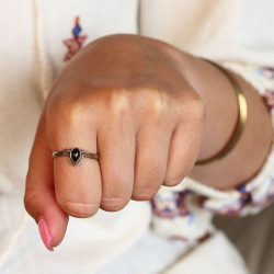 Bague fine laiton et onyx -...