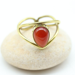 Bague bohème dorée pierre...