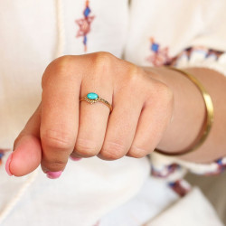 Bague turquoise fine dorée...