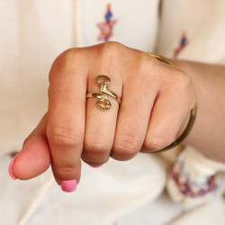 Bague citrine dorée -...
