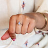 Bague pierre de lune fine dorée - Mosaik bijoux indiens