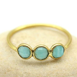 Bague dorée laiton pierre...