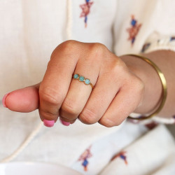 Bague amazonite dorée -...