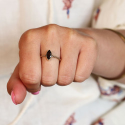 Bague laiton doré onyx noir...