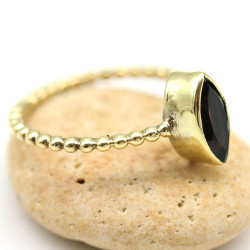 Bague quartz fumé dorée -...
