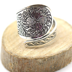 Bague argentée ethnique -...